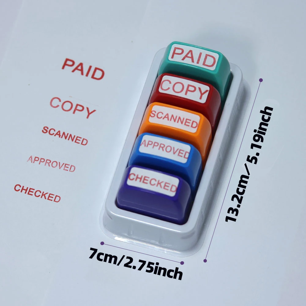 5 sets of financial seal PAID COPY SCANNED APPROVED CHECKED office supplies Financial supplies Clear mark Red mark with storage thumbnail 2