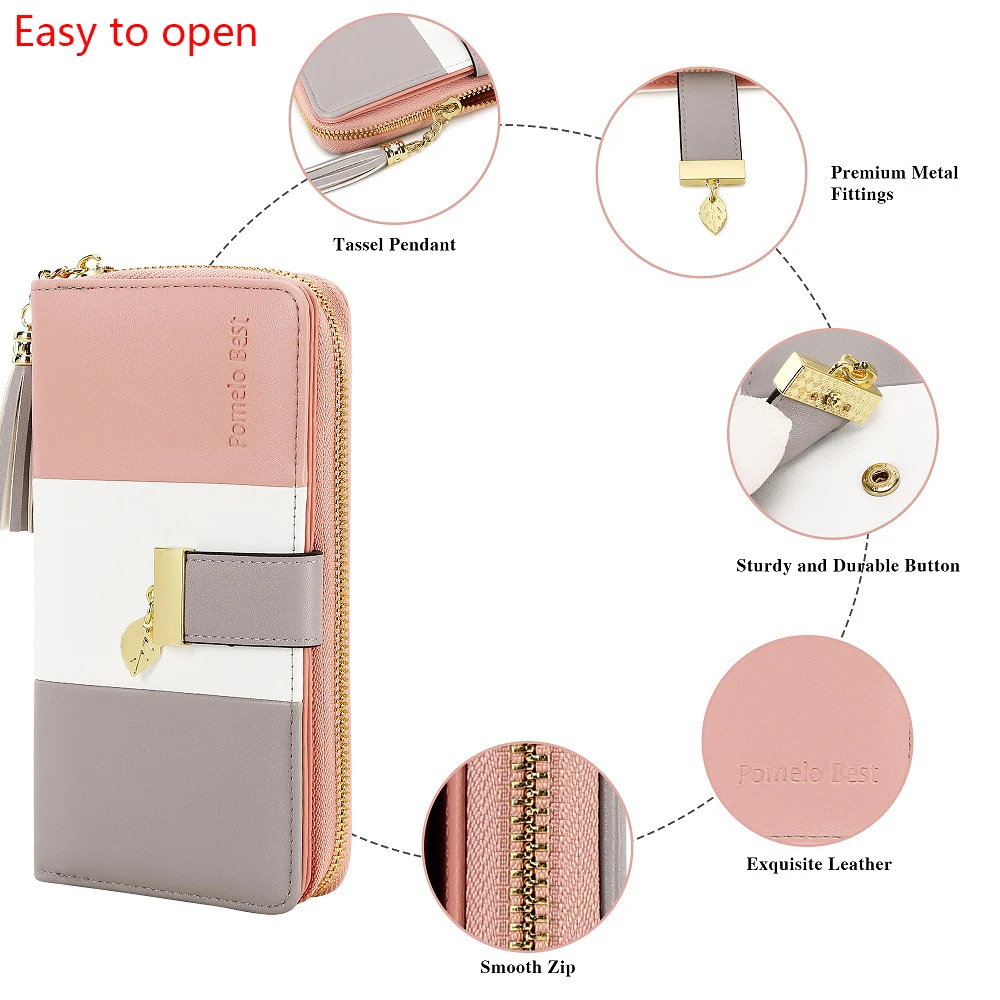 Latest model Fashion Zipper Wallets Womens large capacity Purses Handbags Coin Purse 9 Cards Holder PU Leather Billfold Wallet thumbnail 5