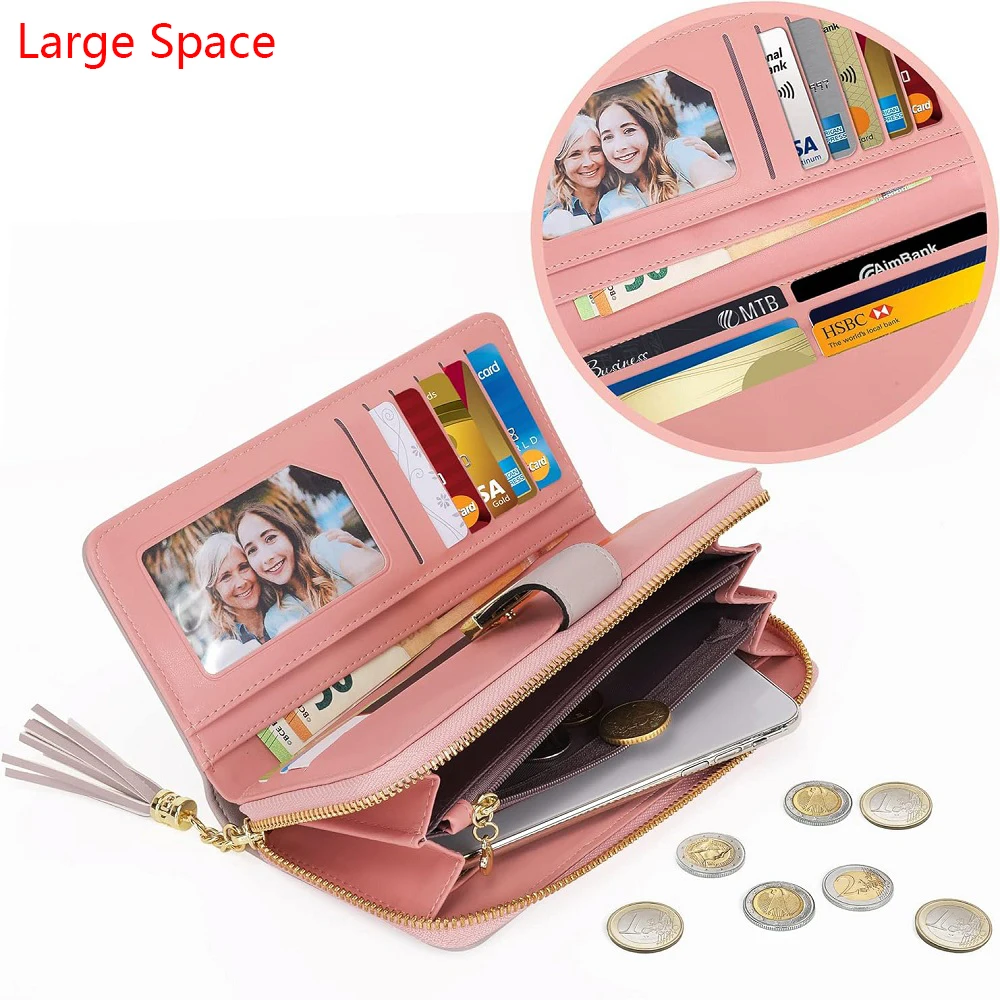 Latest model Fashion Zipper Wallets Womens large capacity Purses Handbags Coin Purse 9 Cards Holder PU Leather Billfold Wallet thumbnail 3