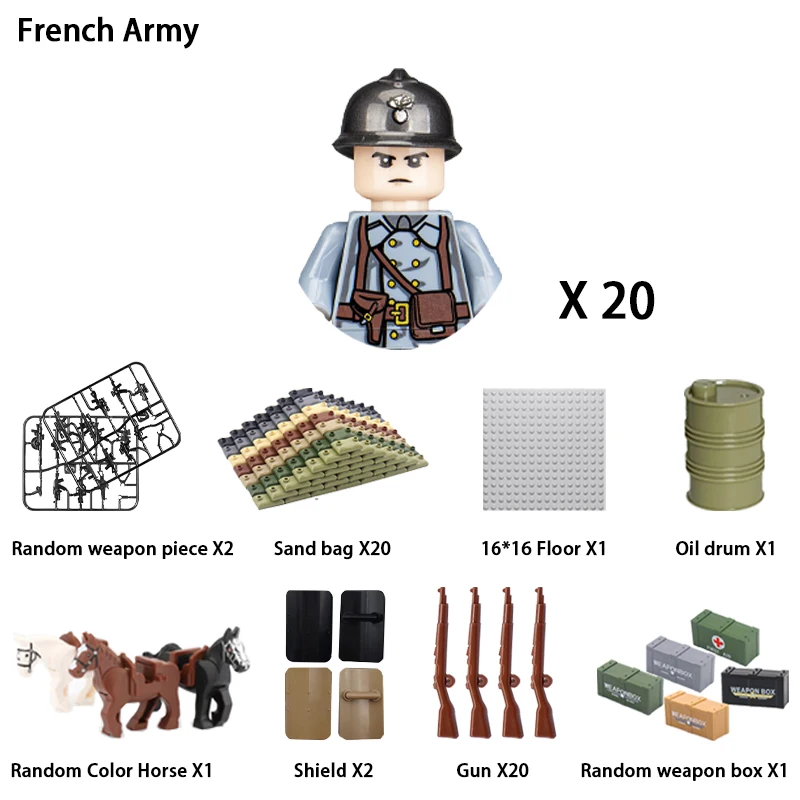 40/set World War II military building blocks National army soldier Character weapon assembly building block Children's toy gifts thumbnail 5