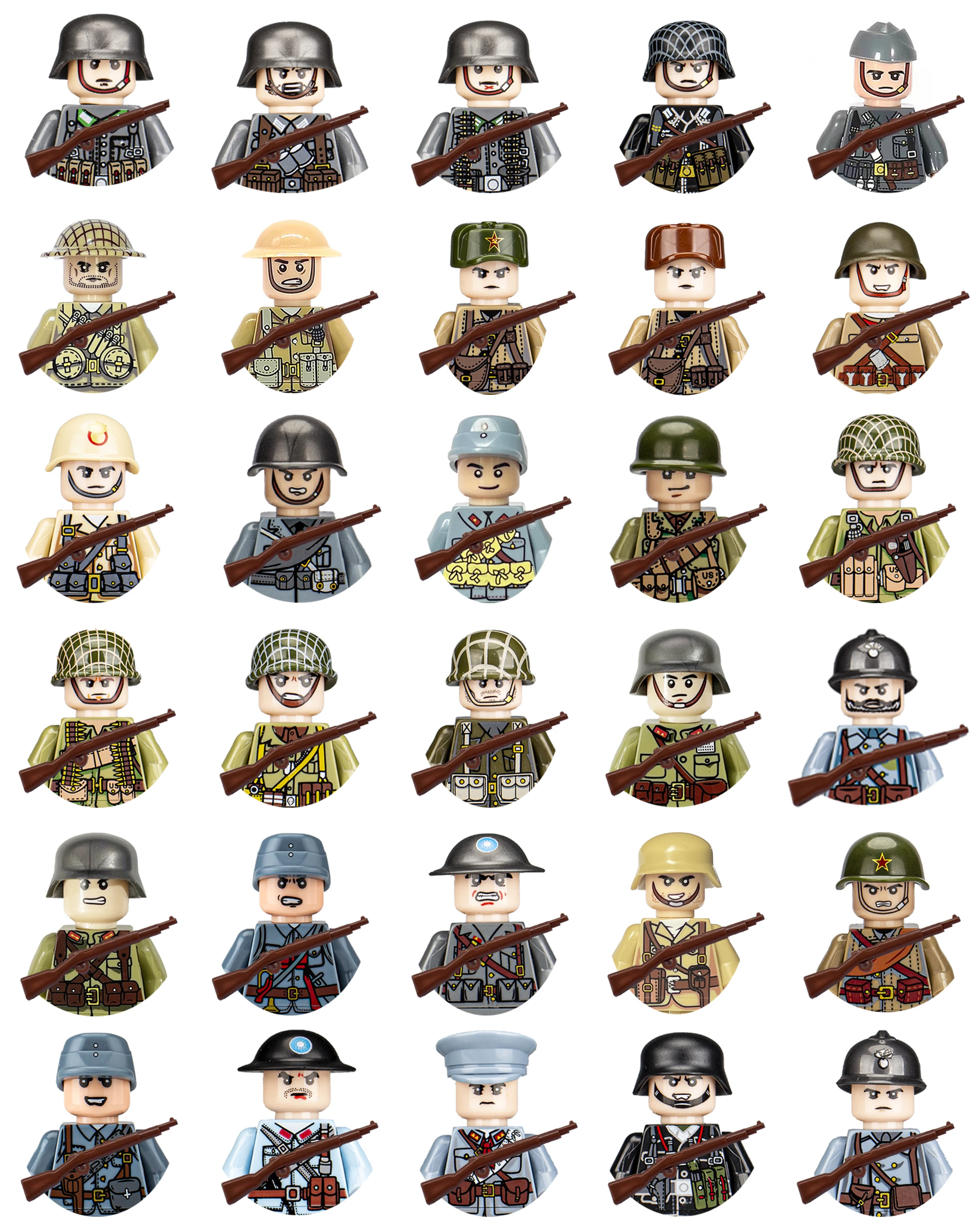 40/set World War II military building blocks National army soldier Character weapon assembly building block Children's toy gifts thumbnail 3