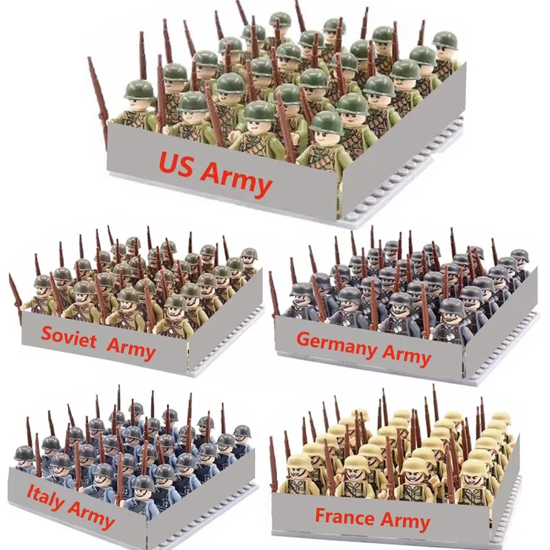 40/set World War II military building blocks National army soldier Character weapon assembly building block Children's toy gifts thumbnail 2