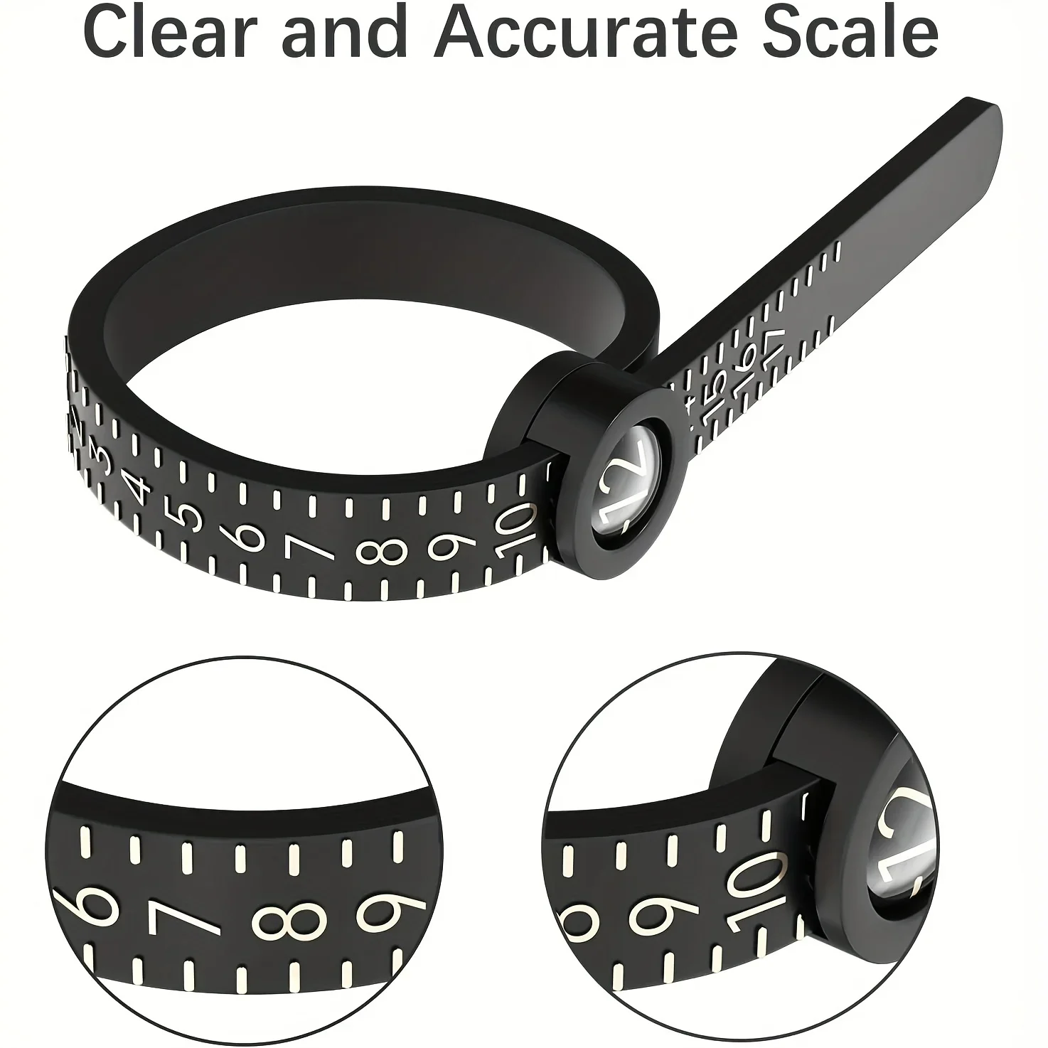 Adjustable Ring Sizer with Magnifier US/UK/EU/HK Size Chart Reusable Finger Measuring Tool for Accurate Ring Sizing thumbnail 3