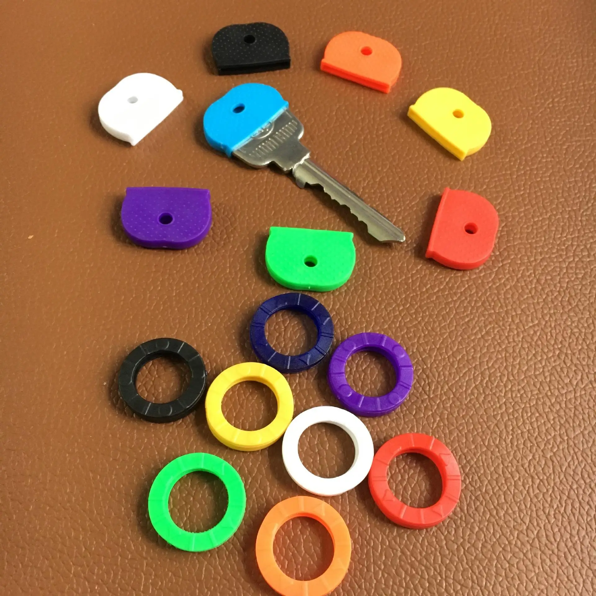 10-32pcs Color Key Sleeve Mixed Color Soft Silicone Elastic Key Ring DIY Key Pendant Marking to Distinguish The Key thumbnail 5
