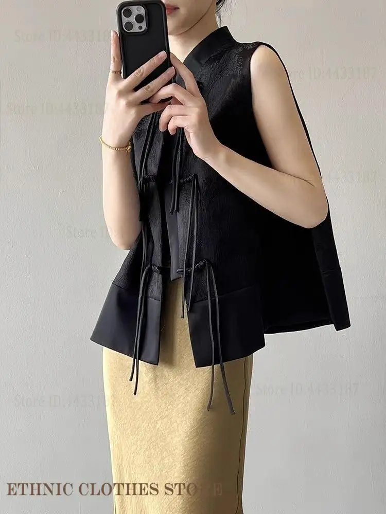 Fashion Chinese Tang Style Top Sexy Sleeveless Women's Shirt Traditional Chinese Clothing Jacquard Slim Qipao Cheongsam Blouse thumbnail 3