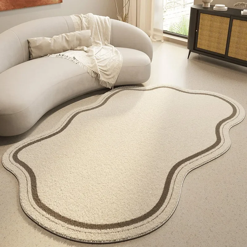 Cream Style Irregular Carpet Minimalist Bedroom Rugs Living Room Lounge Non-Slip Home Decorative Comfortable Soft Floor Mats thumbnail 3