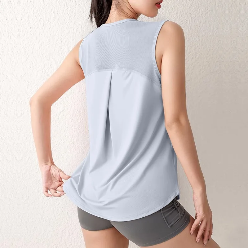 Women's Loose Quick-Dry Sports Tank Top New Yoga Training Vest Sleeveless Fitness Summer Top Running Exercise Cover-Up thumbnail 4