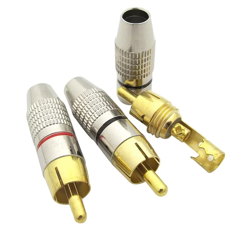 4/10Pcs RCA Connector Solder-Free Male Plug Adapter for Audio Video CCTV Camera Cable Plug thumbnail 2
