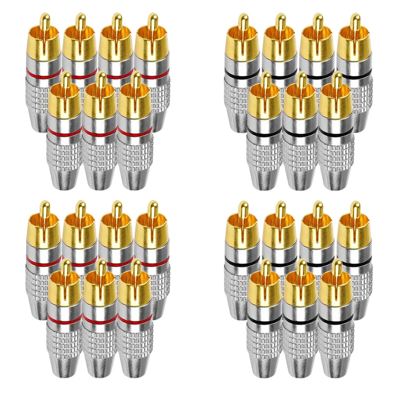 4/10Pcs RCA Connector Solder-Free Male Plug Adapter for Audio Video CCTV Camera Cable Plug