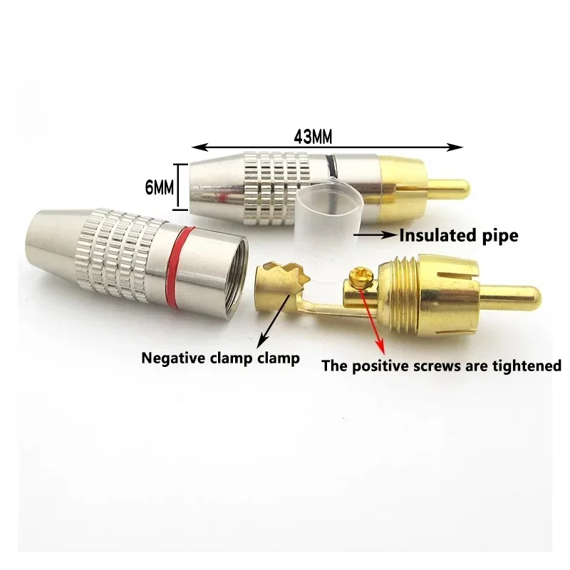 4/10Pcs RCA Connector Solder-Free Male Plug Adapter for Audio Video CCTV Camera Cable Plug thumbnail 4
