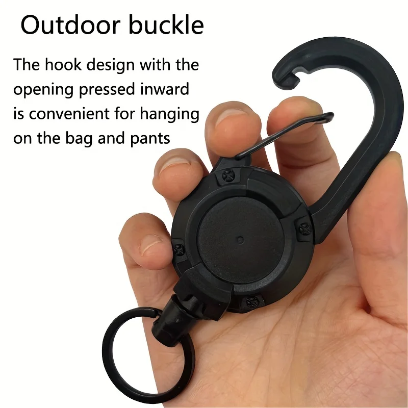 2/4/8pcs Outdoor Retractable Keychain Heavy Duty Carabiner Badge Holder Retractable ID Badge Clip Reel Key Chain for Fishing thumbnail 4
