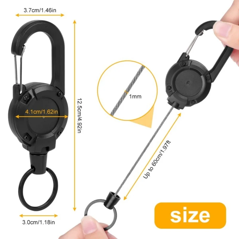 2/4/8pcs Outdoor Retractable Keychain Heavy Duty Carabiner Badge Holder Retractable ID Badge Clip Reel Key Chain for Fishing thumbnail 3