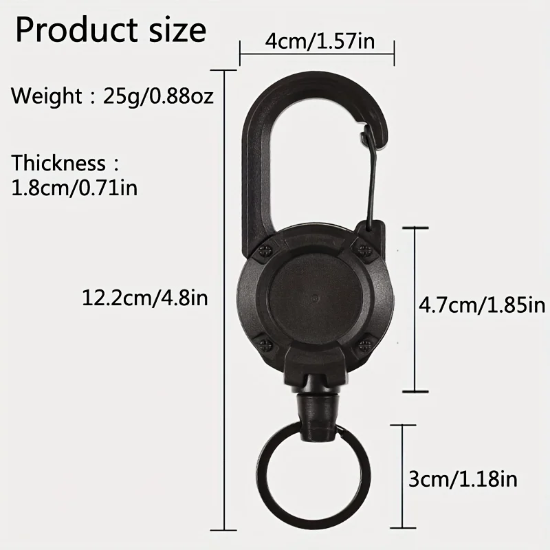2/4/8pcs Outdoor Retractable Keychain Heavy Duty Carabiner Badge Holder Retractable ID Badge Clip Reel Key Chain for Fishing thumbnail 5