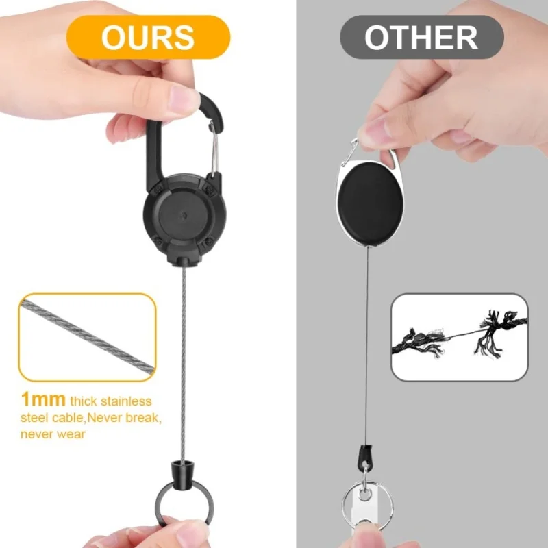 2/4/8pcs Outdoor Retractable Keychain Heavy Duty Carabiner Badge Holder Retractable ID Badge Clip Reel Key Chain for Fishing thumbnail 2
