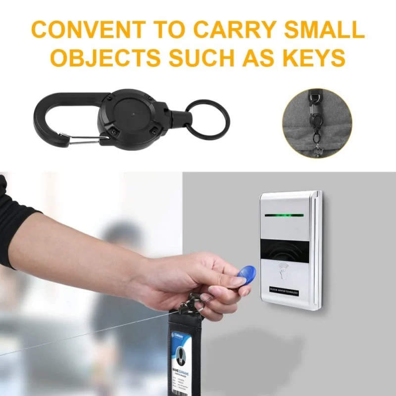 2/4/8pcs Outdoor Retractable Keychain Heavy Duty Carabiner Badge Holder Retractable ID Badge Clip Reel Key Chain for Fishing thumbnail 6