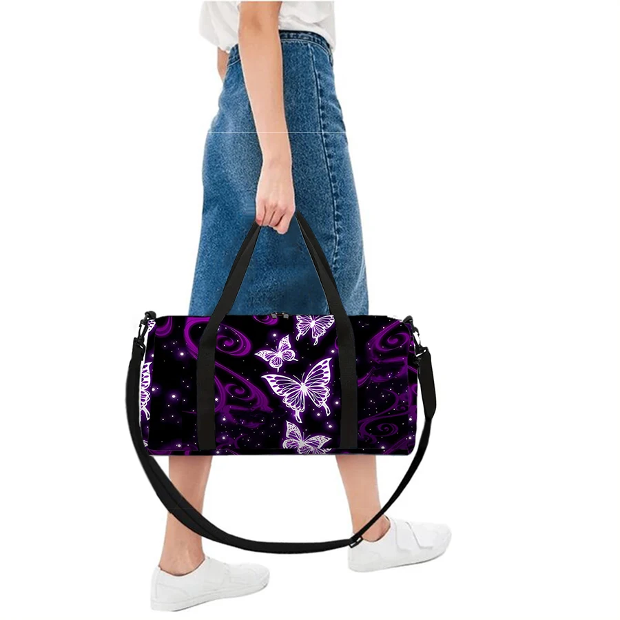 Women's Large Travel Bag Purple Butterfly Pattern Multi-Functional Duffle Tote Bag Handbags Waterproof Gym Bags For Boys/Girls thumbnail 5