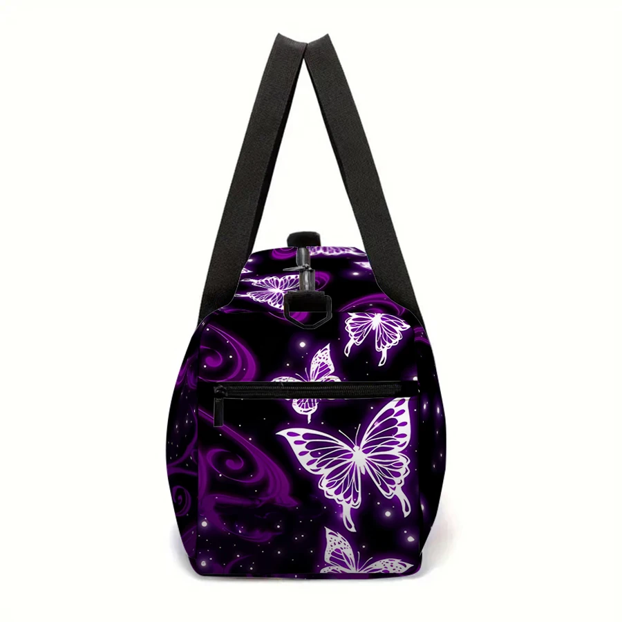 Women's Large Travel Bag Purple Butterfly Pattern Multi-Functional Duffle Tote Bag Handbags Waterproof Gym Bags For Boys/Girls thumbnail 4