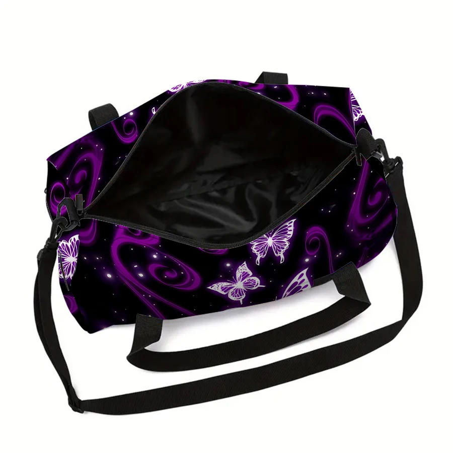 Women's Large Travel Bag Purple Butterfly Pattern Multi-Functional Duffle Tote Bag Handbags Waterproof Gym Bags For Boys/Girls thumbnail 3