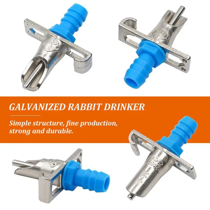 10/20 Set Rabbit Nipple Drinker Farm Animal Drinking Tools Rodent Automatic Galvanized Waterer Feeder Equipment with 8mm Hose thumbnail 5