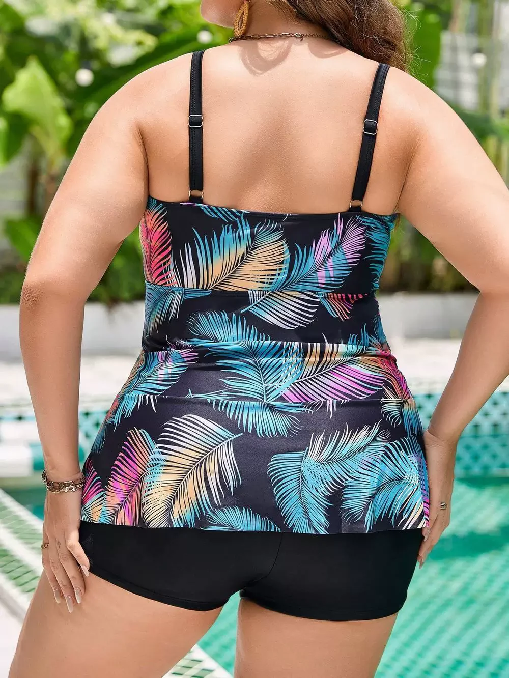 Plus Size Women's Tankini Swimsuit 2025 Vintage Printed 2 Piece Bathing Suit High Waisted Swimwear Beach Outfits thumbnail 3