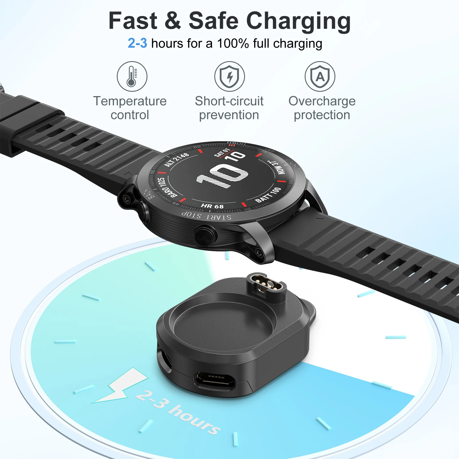 2 in 1 Type C/Micro USB Charging Adapter Converter For Garmin Fenix E 8 7 7X 6 6S 5 5X Venu 2S Vivoactive 3 4 Watch Charger Dock thumbnail 5