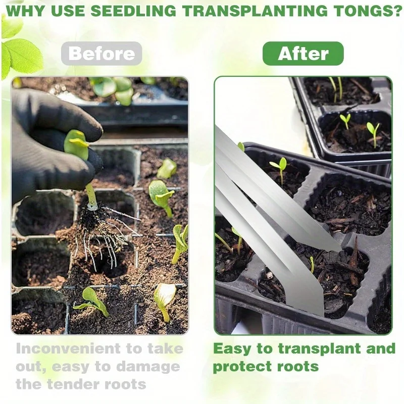 Seedling Transplant Tongs Gardening Plant Stainless Steel Seedling Remove Transplanting Pliers Supplies Plant Seed Starting Tool thumbnail 5