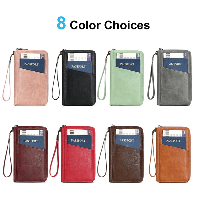 New Travel Passport Clip Wallet Women and Men Multifunctional PU Leather Card Holde RFID Anti Theft Swiping Wallets Storage Bag thumbnail 5
