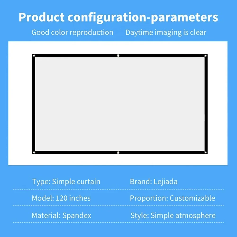 60/72/84/100/120/150 Inch High-definition Simple Home Projector Screen Folding Anti Glare Portable Projection Curtains Screen thumbnail 3