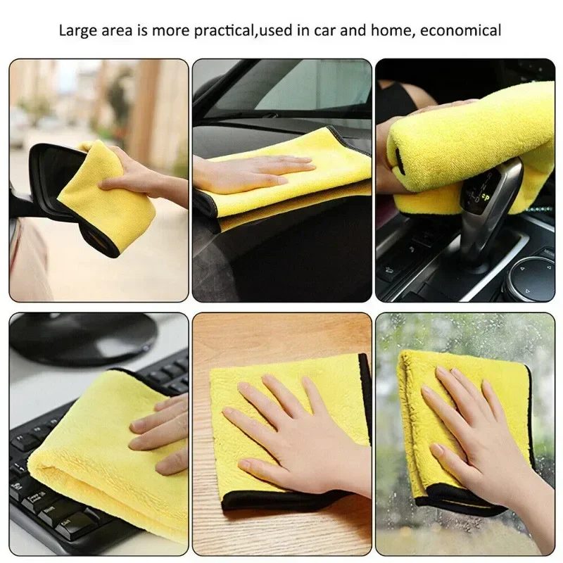 1/5/10pcs Motorcycle Thicken Microfiber Cleaning Towels For Car Detailing Cleaning Cloths Auto Motor Care Cleaning Tools thumbnail 5