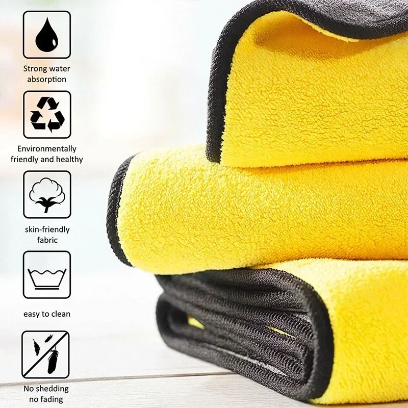 1/5/10pcs Motorcycle Thicken Microfiber Cleaning Towels For Car Detailing Cleaning Cloths Auto Motor Care Cleaning Tools thumbnail 4