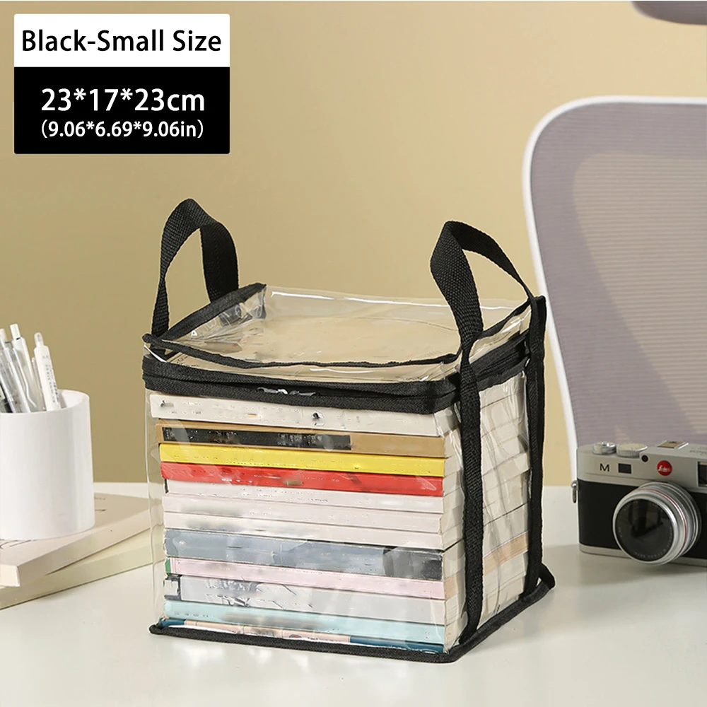 Clear PVC Book Storage Bag - Transparent, Dustproof, High Quality, Foldable Organizer with Handles for Books and magazine thumbnail 6