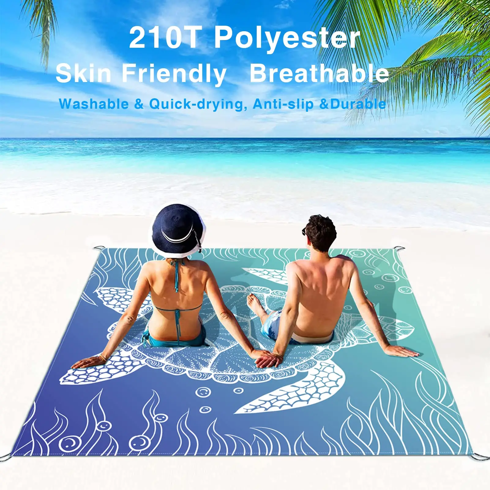 Beach Blanket Super Large 79 x 83 Inch Sandproof Waterproof Soft Comfortable Material Light Weight Portable for Beach Outdoor thumbnail 5