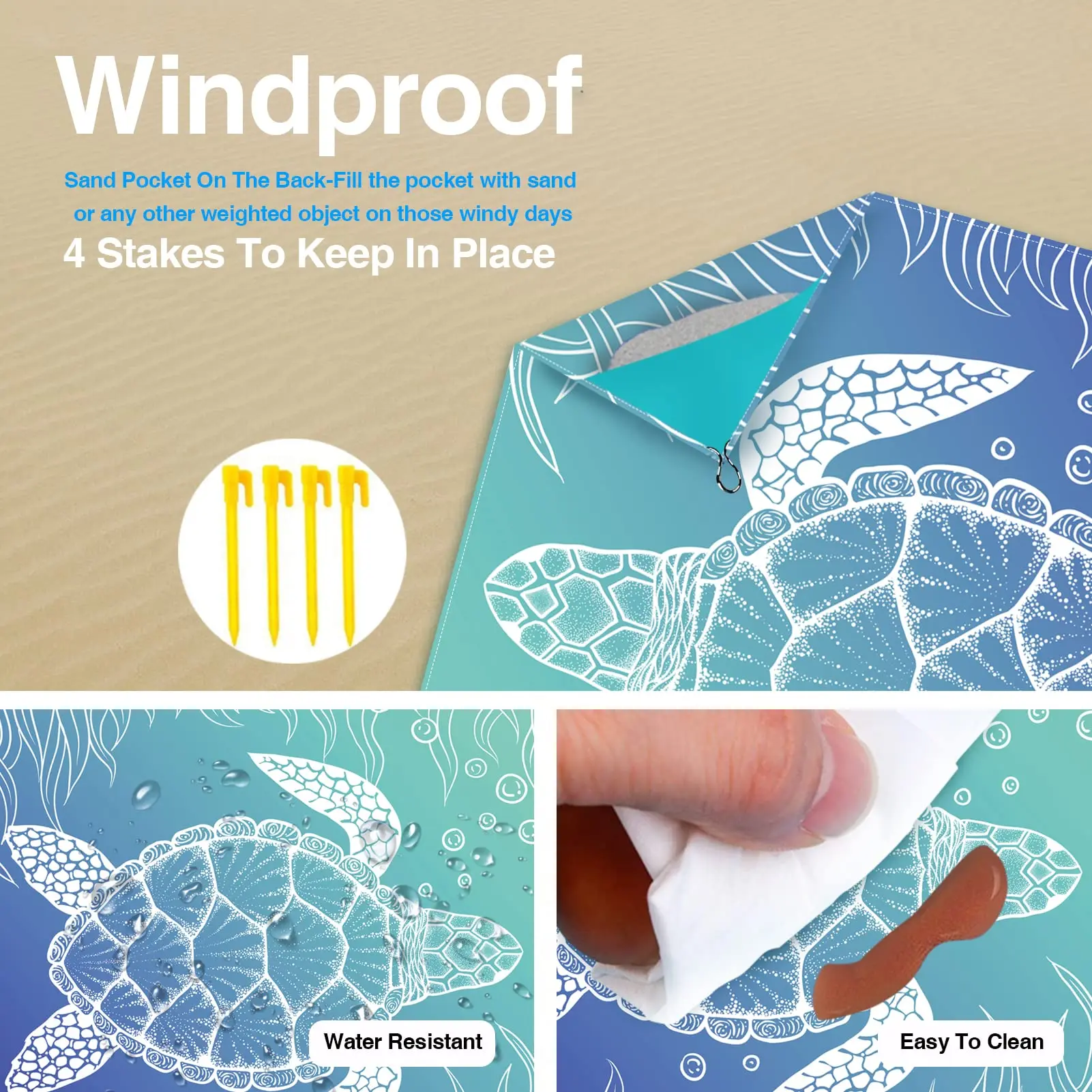 Beach Blanket Super Large 79 x 83 Inch Sandproof Waterproof Soft Comfortable Material Light Weight Portable for Beach Outdoor thumbnail 4