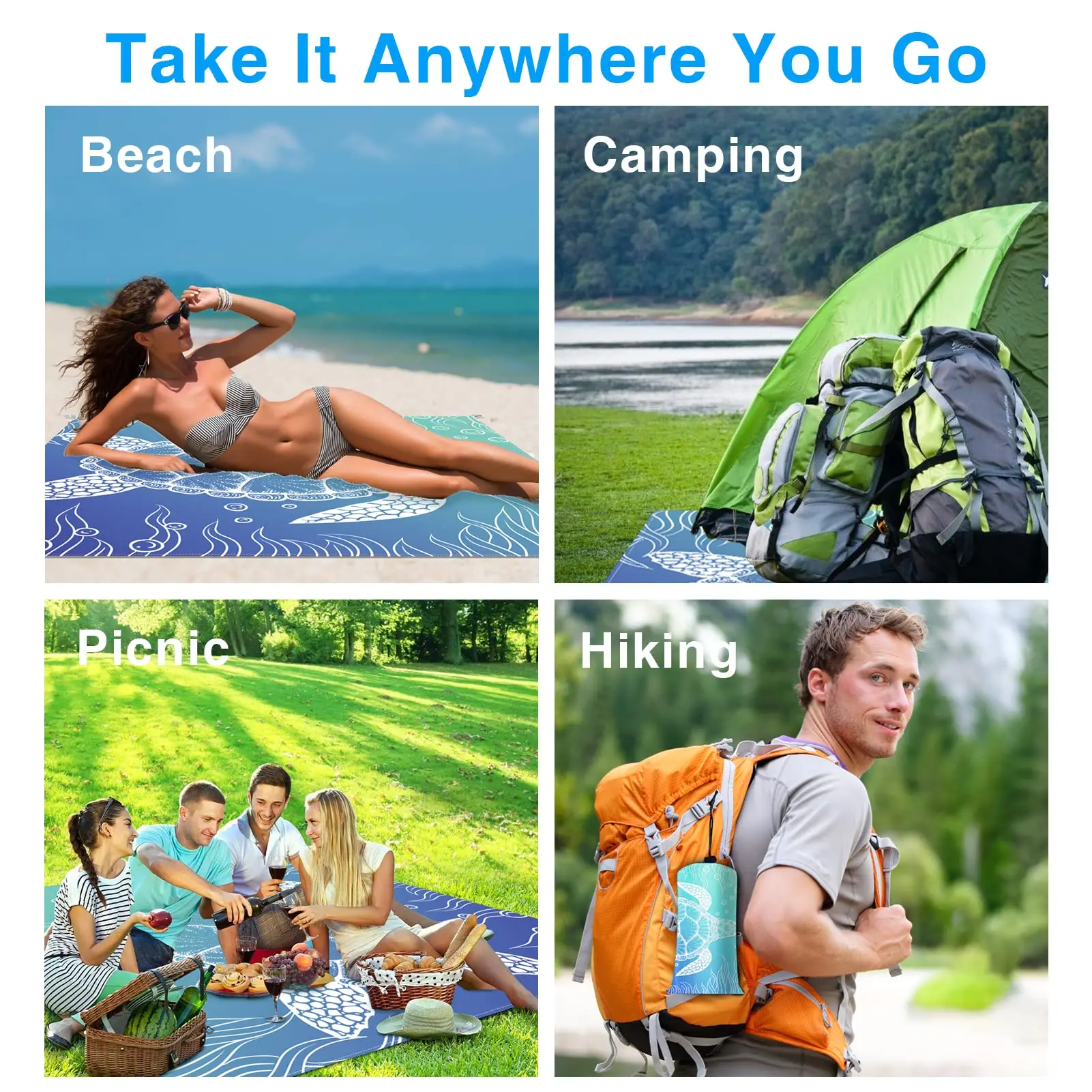 Beach Blanket Super Large 79 x 83 Inch Sandproof Waterproof Soft Comfortable Material Light Weight Portable for Beach Outdoor thumbnail 6