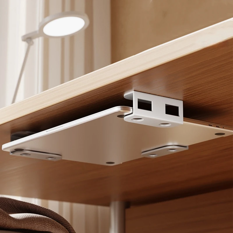 New Under Table Laptop Holder Portable Notebook Storage Bracket Stand Mount Desktop Organizer For Home Office Easy To Install thumbnail 2