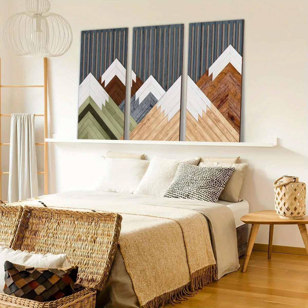 3pcs Boho style Hollow Wood Retro Rustic Leaf Pattern Wall Hanging Art Living Room Bedroom Wall Hanging Home Decoration thumbnail 3