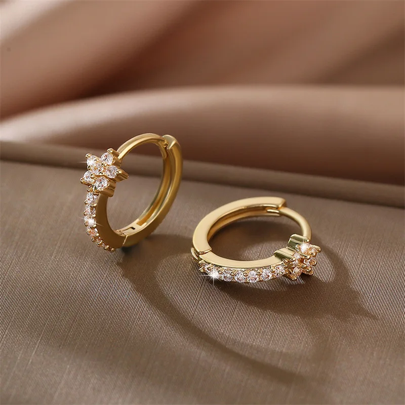 Fashion Stainless Steel Zircon Star Hoops Earrings For Women Vintage Crystal Zirconia Circle Earrings Punk Unisex Rock Jewelry thumbnail 2