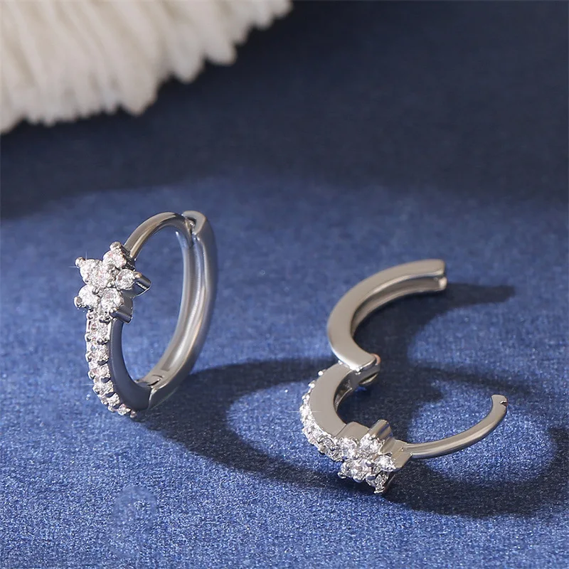 Fashion Stainless Steel Zircon Star Hoops Earrings For Women Vintage Crystal Zirconia Circle Earrings Punk Unisex Rock Jewelry thumbnail 4