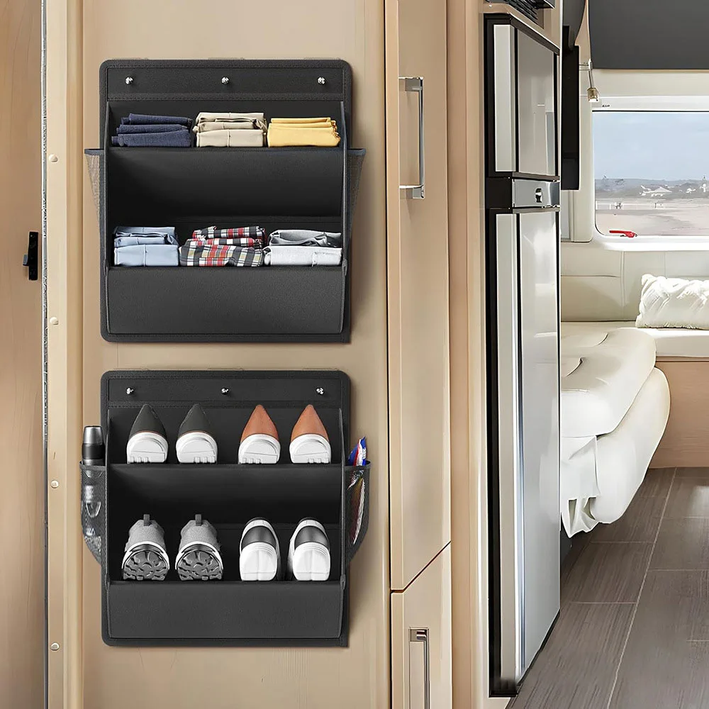 2pcs Rear Storage Shoe Bag RV Wall Mounted Door Mounted Shoes And Miscellaneous Sorting Storage Bag Fabric Storage Hanging Bag thumbnail 2