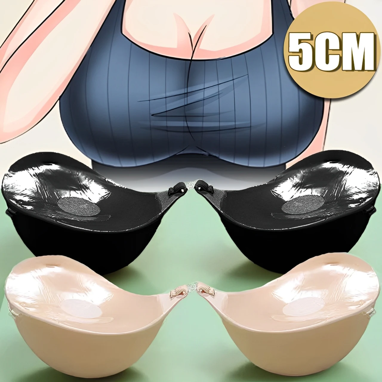 Thicken 5cm Sexy Women Breathable Adhesive Bra Silicone Nipple Tape Front Push Up Bra Reusable Invisible Strapless Chest Sticker
