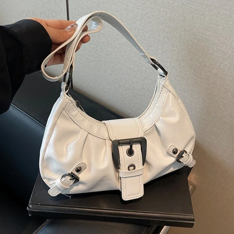 Y2K Retro Pleated Hobo Shoulder Bag for Women Hot Selling Maillard Style Underarm Bag Clutch Handbags for Travel Work Shopping thumbnail 6