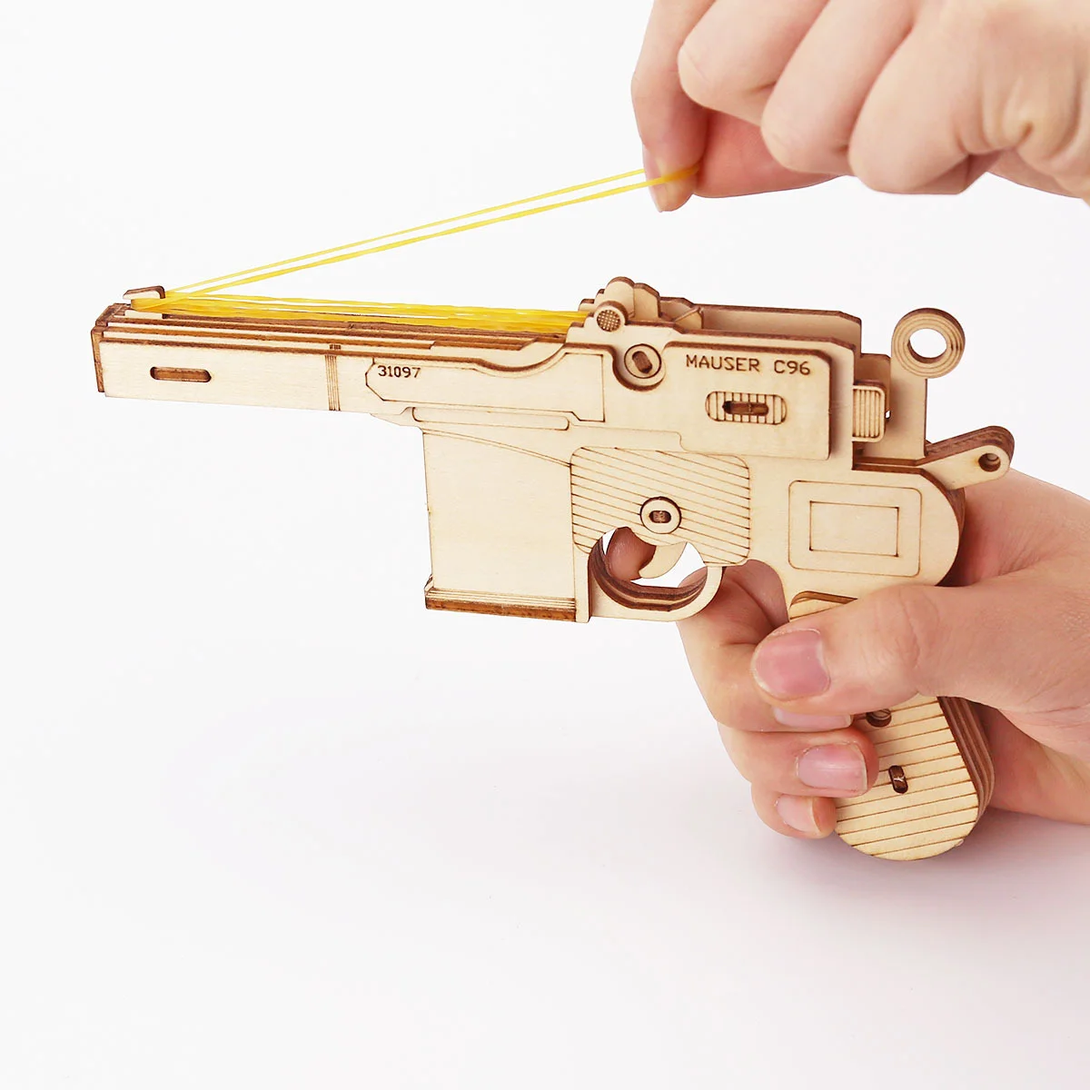 Wooden Pistol Model Kit DIY Building Game Toy with Elastic Band, Shooting 3D Puzzle Gun Creative Gift 1911 Revolver thumbnail 5