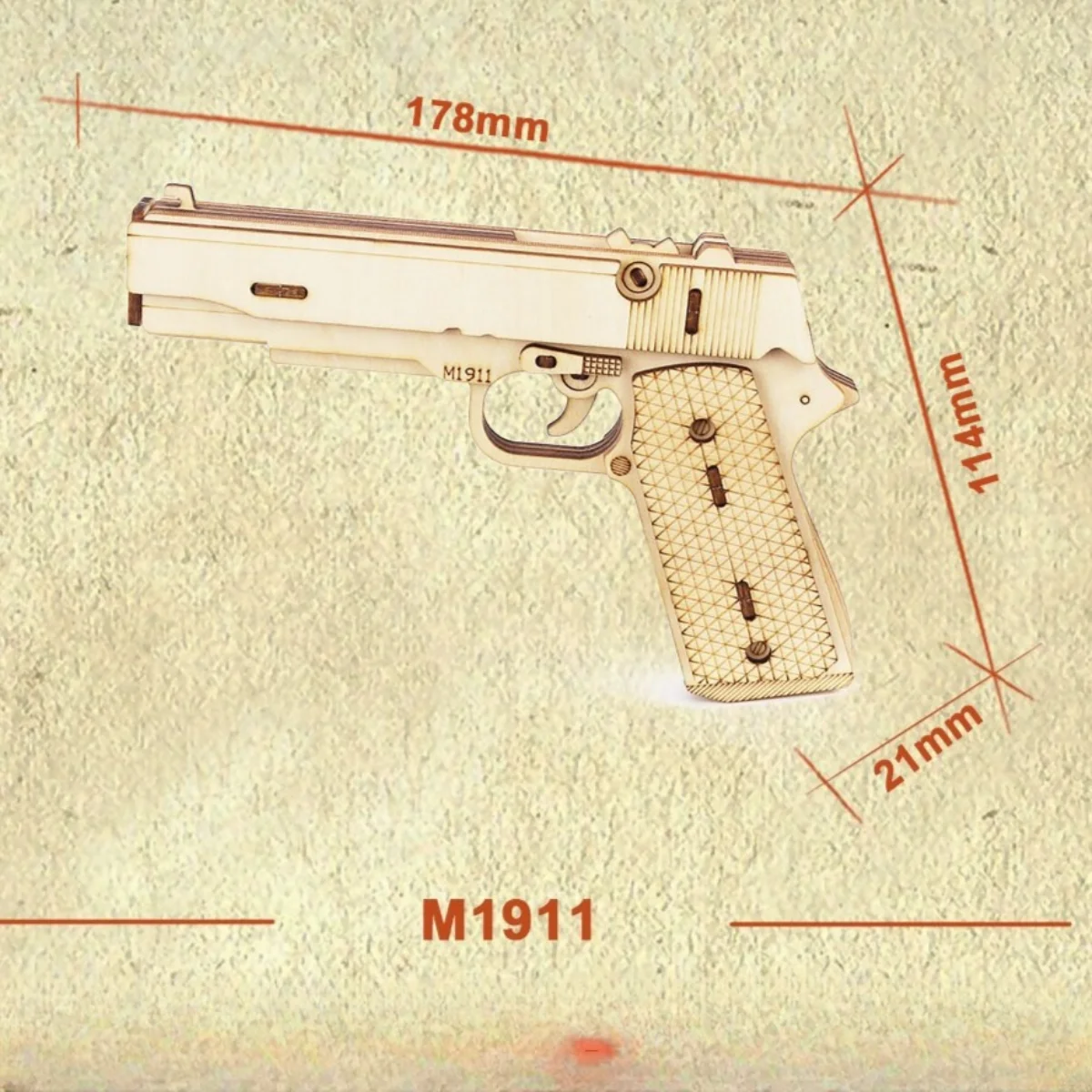 Wooden Pistol Model Kit DIY Building Game Toy with Elastic Band, Shooting 3D Puzzle Gun Creative Gift 1911 Revolver thumbnail 6
