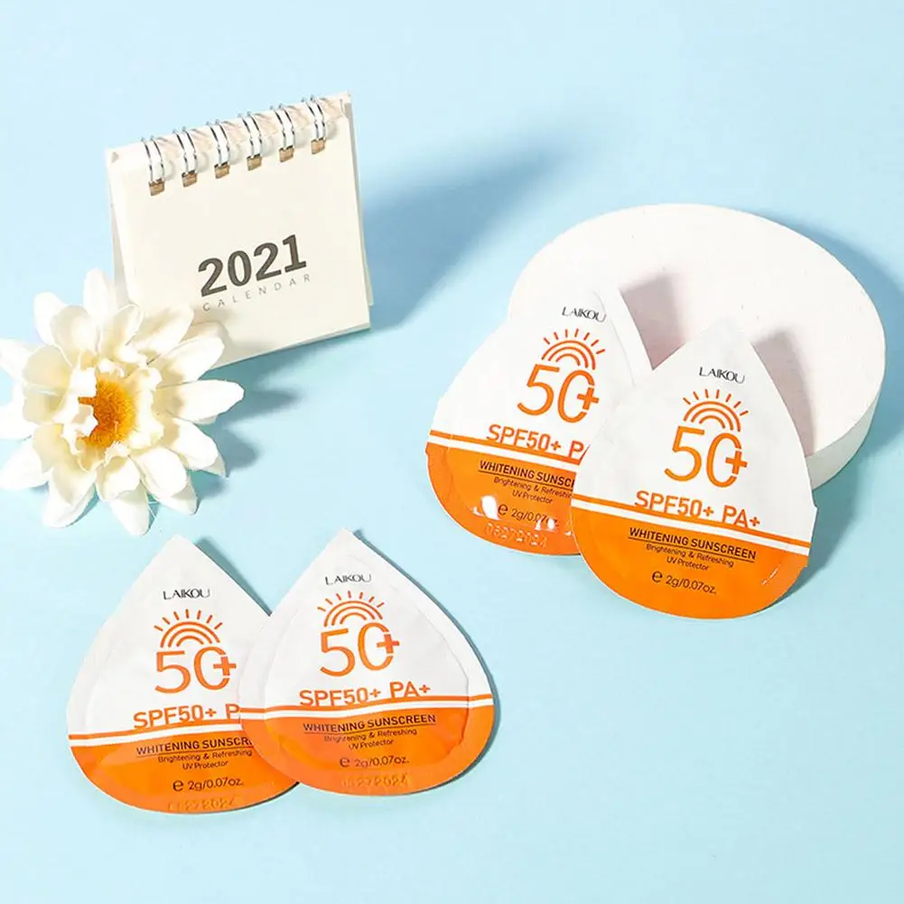 10/50pcs Mini Sunscreen Travel Size Waterproof Sweatproof SPF50+ Facial Sunscreens For Face Beach Sun Screen Protector thumbnail 3