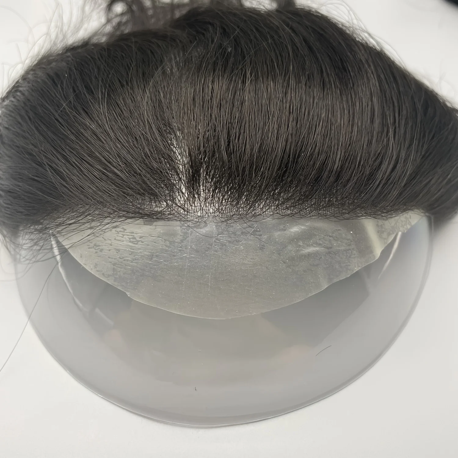 Hotsale 100% Human Hair Piece Men Topper  V Loop Super Thin Skin PU Front Line Forehead System Toupee Patch Wig for Men thumbnail 6