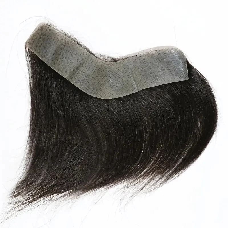 Hotsale 100% Human Hair Piece Men Topper  V Loop Super Thin Skin PU Front Line Forehead System Toupee Patch Wig for Men thumbnail 2