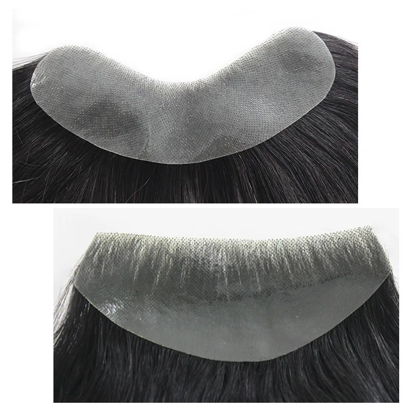 Hotsale 100% Human Hair Piece Men Topper  V Loop Super Thin Skin PU Front Line Forehead System Toupee Patch Wig for Men thumbnail 5