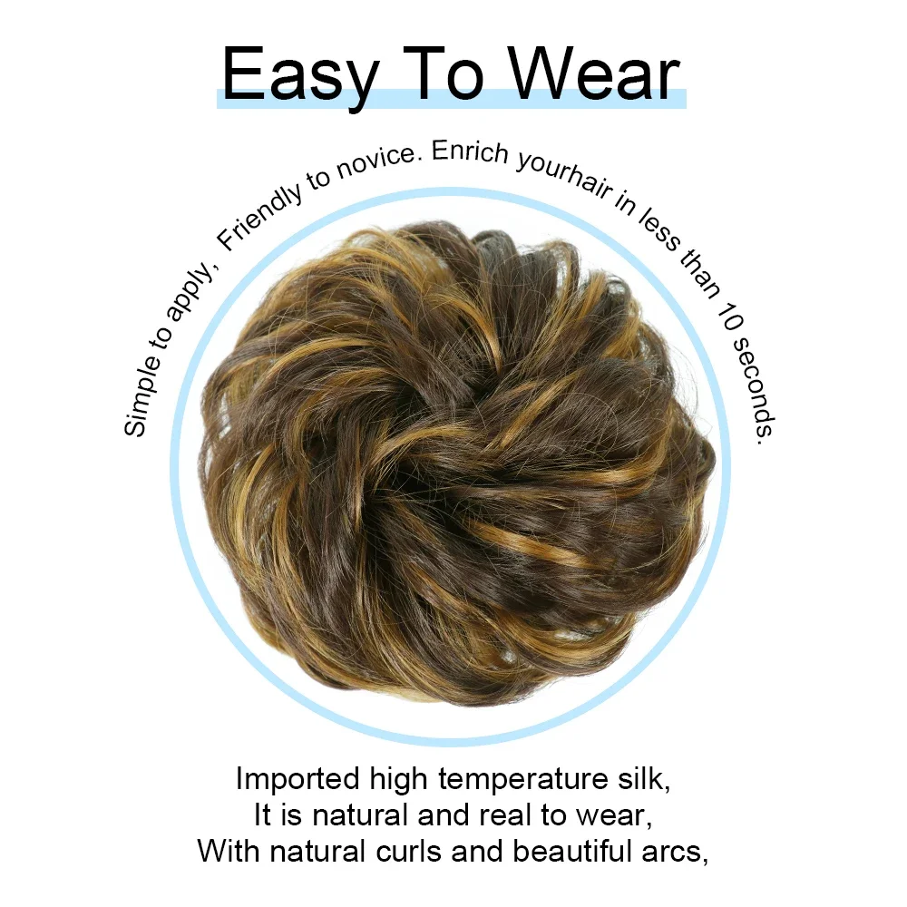 Elastic Band With Synthetic Hair Messy Bun Fashion Girls Curly Scrunchie Chignon With Elastic Band Hairpieces Donut For Women thumbnail 5