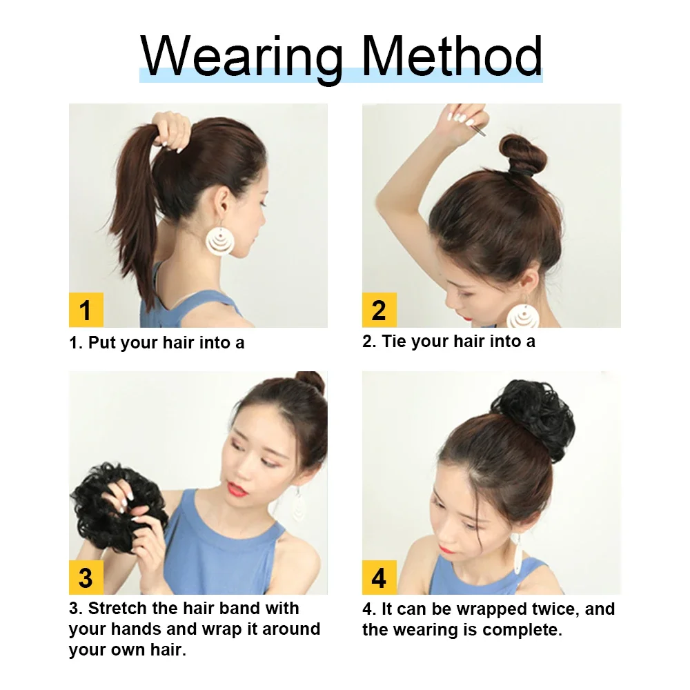Elastic Band With Synthetic Hair Messy Bun Fashion Girls Curly Scrunchie Chignon With Elastic Band Hairpieces Donut For Women thumbnail 6