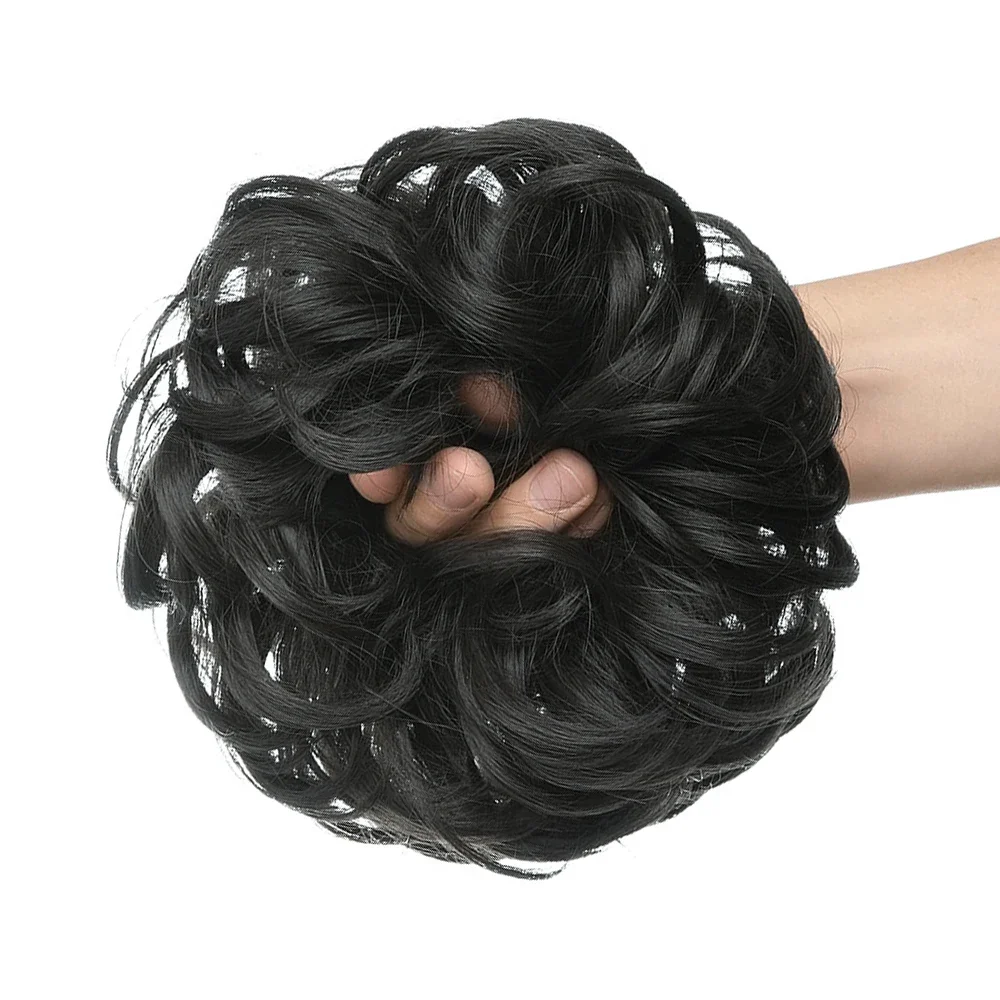 Elastic Band With Synthetic Hair Messy Bun Fashion Girls Curly Scrunchie Chignon With Elastic Band Hairpieces Donut For Women thumbnail 2